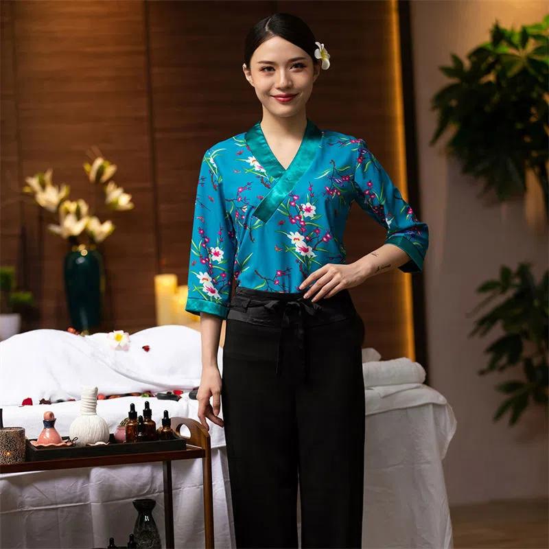 Spa Wellness And Beauty - Pattern Top Slim Fit Technician Suit